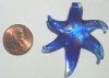 1 42mm Sapphire with Gold Foil Lampwork Starfish Pendant